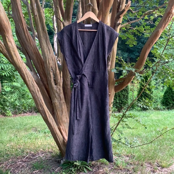 Studio 412 Pants - Studio 412 Linen Wrap Jumpsuit in Washed Black